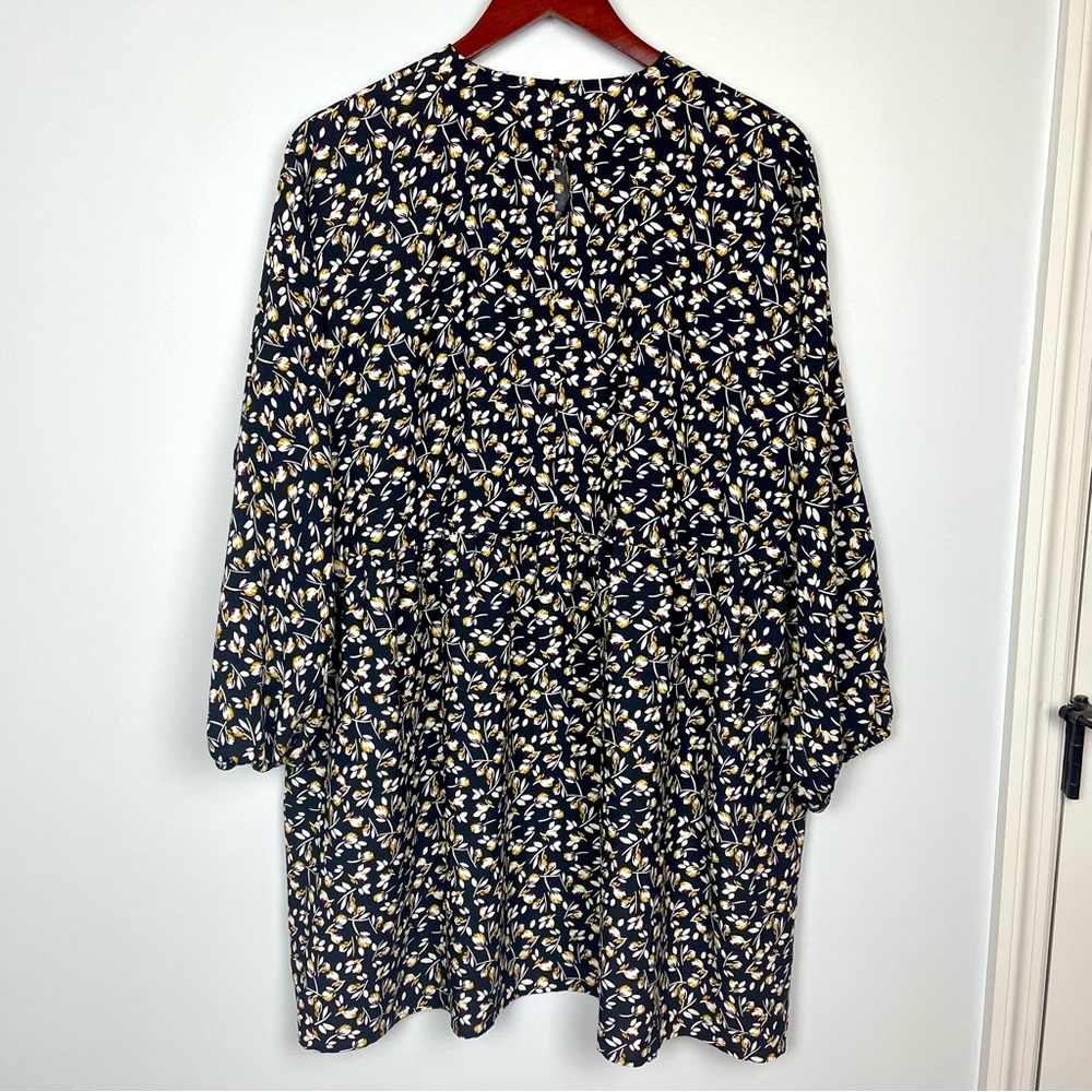 Zara Floral Babydoll Flowy Long Sleeve Mini Dress Black Women's Size Medium Boho - Picture 9 of 15